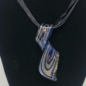 Med-LG Murano Glass Stretched Pendant Necklace